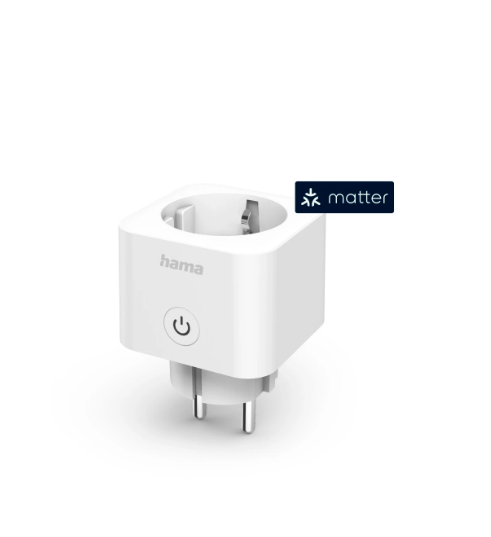 Hama Smart Wi-Fi-stopcontact, Matter, stem- en app-gestuurd, achteraf in te bouwen, 3680W