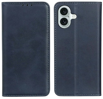 CaseBody Apple iPhone 17 Real Leather Wallet Hoesje - Blauw