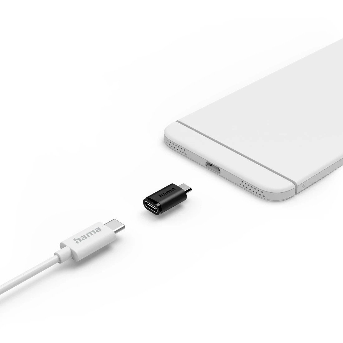 Adapter, USB-C-stekker – micro-USB-stekker, 3 stuks, zwart